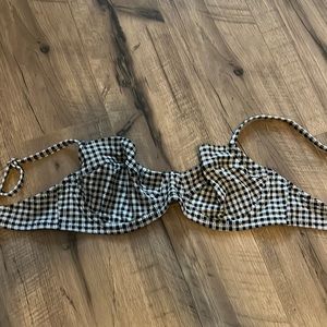 Black and white plaid bra top bikini top